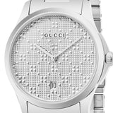 Gucci G Timeless Silver Dial Silver Steel Strap Watch For Women - YA126551 Authentic Buy Shop Now