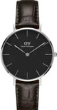 Daniel Wellington Classic Petite York Black Dial Brown Leather Strap Watch For Women - DW00100182 Authentic Buy Shop Now