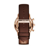 Emporio Armani Classic Chronograph Brown Dial Brown Leather Strap Watch For Men - AR0387 Authentic Buy Shop Now