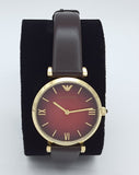 Emporio Armani Gianni T Bar Burgundy Dial Burgundy Leather Strap Watch For Women - AR1758 Authentic Buy Shop Now