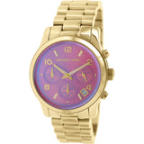 Michael Kors Runway Iridescent Pink Dial Gold Steel Strap Watch for Women - MK5939 Authentic Buy Shop Now
