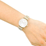 Emporio Armani Gianni T Bar Silver Dial Gold Stainless Steel Strap Watch For Women - AR1877 Authentic Buy Shop Now