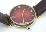 Emporio Armani Gianni T Bar Burgundy Dial Burgundy Leather Strap Watch For Women - AR1758 Authentic Buy Shop Now
