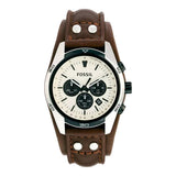 Fossil Coachman Chronograph White Dial Brown Leather Strap Watch for Men - CH2890 Authentic Buy Shop Now