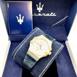 Maserati Potenza Diamonds Silver Dial Blue Leather Strap Watch For Women - R8851108502 Authentic Buy Shop Now