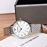 Emporio Armani Mother of Pearl Dial Silver Steel Strap Watch For Women - AR11112 Authentic Buy Shop Now