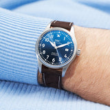 IWC Pilot's Mark XVIII Le Petit Prince Blue Dial Brown Leather Strap Watch for Men - IW327004 Authentic Buy Shop Now