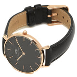Daniel Wellington Petite Sheffield Black Dial Black Leather Strap Watch For Women - DW00100168 Authentic Buy Shop Now