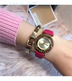 Michael Kors Averi Gold Dial Pink Leather Strap Watch for Women - MK2525 Authentic Buy Shop Now