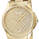 Gucci G Timeless Gold Dial Gold Steel Strap Unisex Watch - YA126461 Authentic Buy Shop Now