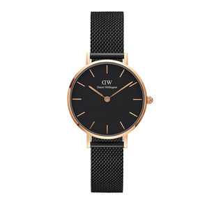 Daniel Wellington Petite Ashfield Black Dial Black Mesh Strap Watch for Women - DW00100307 Authentic Buy Shop Now