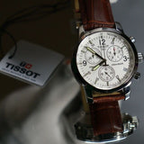 Tissot T Race PRC 200 Chronograph White Dial Brown Leather Strap Watch for Men - T17.1.516.32 Authentic Buy Shop Now