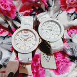 Fossil Ceramic Multifunction White Dial White Steel Strap Watch for Women - CE1006 Authentic Buy Shop Now