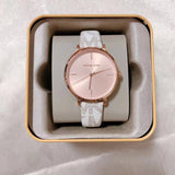 Michael Kors Jayne Three Hand Rose Gold Dial White Leather Strap Watch For Women - MK7128 Authentic Buy Shop Now