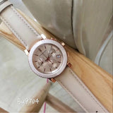 Burberry Chronograph Rose Gold Dial Beige Leather Strap Watch for Women - BU9704 Authentic Buy Shop Now