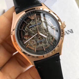 Emporio Armani Meccanico Black Dial Black Leather Watch For Men - AR60004 Authentic Buy Shop Now