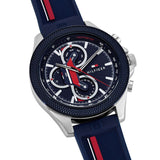 Tommy Hilfiger Clark Chronograph Blue Dial Black Leather Strap Watch For Men - 1792083 Authentic Buy Shop Now