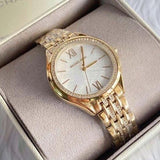 Michael Kors Mindy Three Hand White Dial Rose Gold Steel Strap Watch for Women - MK7078 Authentic Buy Shop Now