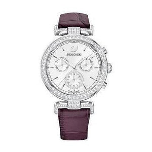Swarovski Era Journey Chronograph Silver Dial Purple Leather Strap Watch for Women - 5296835 Authentic Buy Shop Now
