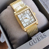 Guess White Dial Gold Mesh Bracelet Watch For Women - W0826L2 Authentic Buy Shop Now