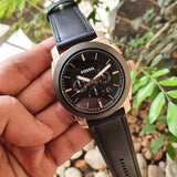 Fossil Machine Chronograph Black Dial Black Leather Strap Watch for Men - FS5120 Authentic Buy Shop Now