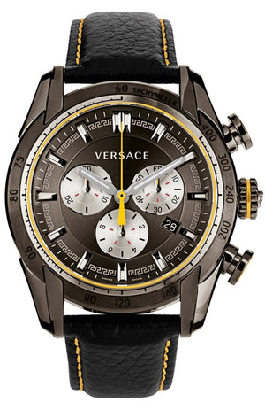 Versace V Ray Chronograph Grey Dial Black Leather Strap Watch for Men - VDB020014 Authentic Buy Shop Now
