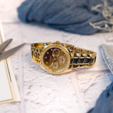 Guess Sol Chronograph Gold Dial Gold Steel Strap Watch For Women - GW0483L2 Authentic Buy Shop Now