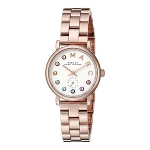 Marc Jacobs Baker Dexter White Dial Rose Gold Steel Strap Watch for Women - MBM3443 Authentic Buy Shop Now