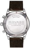 Movado Heritage 29mm Chronograph Blue Dial Brown Leather Strap Watch For Men - 3650061 Authentic Buy Shop Now