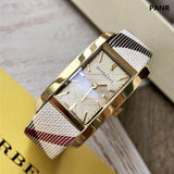 Burberry Nova Gold Tone Square Dial Leather Strap Watch for Women - BU1582 Authentic Buy Shop Now