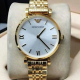 Emporio Armani Gianni T Bar Silver Dial Gold Stainless Steel Strap Watch For Women - AR1877 Authentic Buy Shop Now