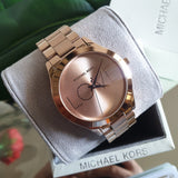 Michael Kors Slim Runway White Dial Rose Gold Steel Strap Watch For Women - MK3804 Authentic Buy Shop Now
