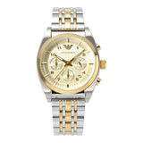 Emporio Armani Classic Chronograph White Dial Two Tone Steel Strap Watch For Men - AR0396 Authentic Buy Shop Now