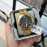 Fossil Grant Chronograph Black Dial Gold Steel Strap Watch for Men - FS4815 Authentic Buy Shop Now