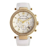 Michael Kors Parker White Dial with Diamonds White Leather Strap Watch for Women - MK2290 Authentic Buy Shop Now