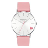 Coach Perry Silver Dial Pink Leather Strap Watch for Women - 14503516 Authentic Buy Shop Now