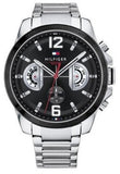 Tommy Hilfiger Decker Quartz Black Dial Silver Steel Strap Watch for Men - 1791472 Authentic Buy Shop Now