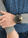 Diesel Uber Chief Two Hand Black Dial Black Leather Strap Watch For Men - DZ7377 Authentic Buy Shop Now