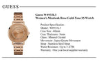 Guess Montauk Rose Gold Dial Rose Gold Steel Strap Watch For Women - W0933L3 Authentic Buy Shop Now