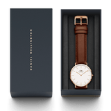Daniel Wellington Dapper St Mawes White Dial Brown Leather Strap Watch For Men - DW00100083 Authentic Buy Shop Now