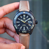 Tag Heuer Aquaracer 300 Calibre 5 Automatic Black Dial Brown Nylon Strap Watch for Men - WAY208C.FC6383 Authentic Buy Shop Now