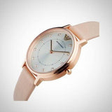 Emporio Armani Kappa Rose Gold & White Dial Beige Nude Leather Strap Watch For Women - AR2510 Authentic Buy Shop Now