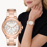 Michael Kors Camille Chronograph White Dial Rose Gold Steel Strap Watch For Women - MK7271 Authentic Buy Shop Now