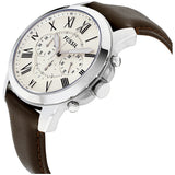 Fossil Grant Chronograph White Dial Brown Leather Strap Watch for Men - FS4735 Authentic Buy Shop Now