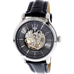 Maserati Epoca Automatic Skeleton Dial Black Leather Strap Watch For Men - R8821118002 Authentic Buy Shop Now