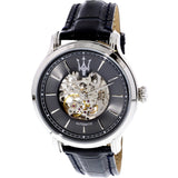 Maserati Epoca Automatic Skeleton Dial Black Leather Strap Watch For Men - R8821118002 Authentic Buy Shop Now