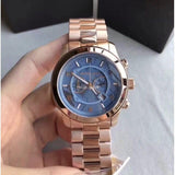 Michael Kors Runway Stop Hunger Quartz Blue Dial Rose Gold Steel Strap Watch For Men - MK8358 Authentic Buy Shop Now