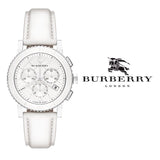 Burberry City Chronograph White Dial White Leather Strap Watch For Women - BU9701 Authentic Buy Shop Now