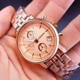 Fossil Boyfriend Chronograph Rose Gold Dial Rose Gold Steel Strap Watch for Women - ES3380 Authentic Buy Shop Now