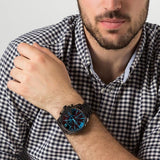 Diesel Mega Chief Chronograph Black Dial Black Steel Strap Watch For Men - DZ4318 Authentic Buy Shop Now